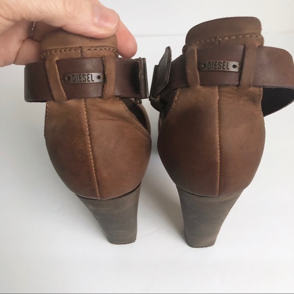Diesel Brown Leather Tuileries Platform Heels 8.5 - Picture 6 of 7